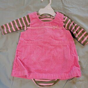 Little Me Pink Corduroy Dress with Long-Sleeved Onesie